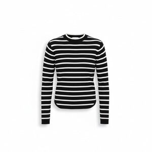 Madden Girl Juniors Crewneck Sweater Size S Black Striped Long Sleeve Pullover